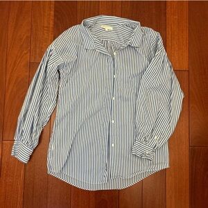 Striped Button Down Shirt - Blue and White